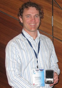 Chris Cazzonelli receiving the 2010 Goldacre Medal at ComBio.